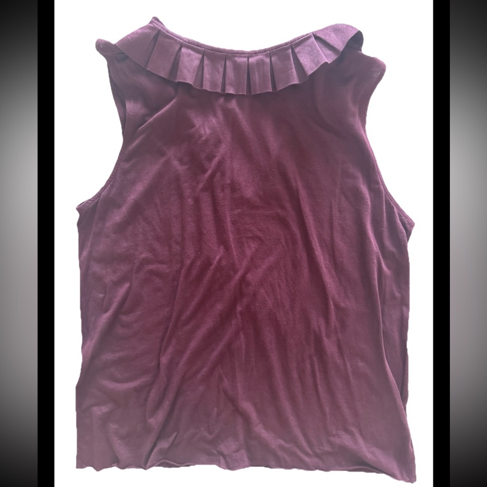 Adriano Goldschmied XS Shirt Cotton Burgundy Ruffle Blouse purple